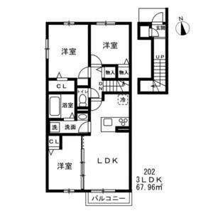 CASA MARMELO 西東京市中町(3LDK/2階)の間取り写真