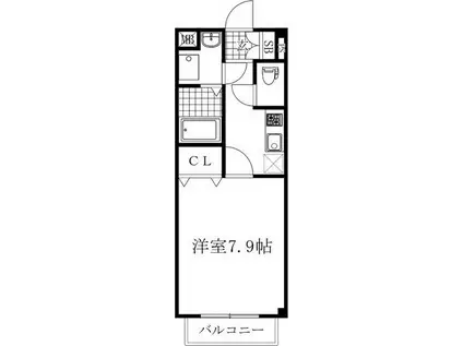 ドミール(1K/1階)の間取り写真