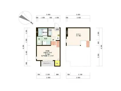 レジデンス碧(1K/2階)の間取り写真