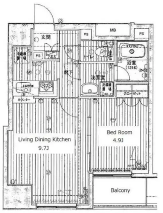 プレール・ドゥーク八丁堀 7階階 間取り