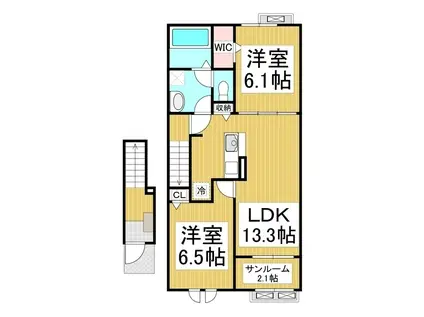 メゾン マルベリィ(2LDK/2階)の間取り写真