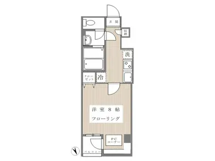 津久井コロニーII(1K/4階)の間取り写真