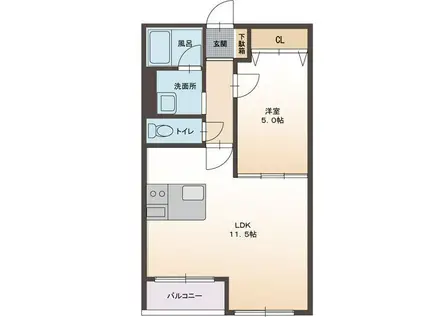 ハートフル可児(1LDK/3階)の間取り写真