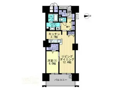 アルファステイツ南新町タワーレジデンス(1LDK/16階)の間取り写真