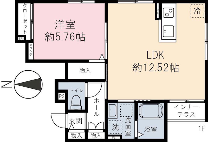 PEEK-A-BOO(1LDK/1階)の間取り写真