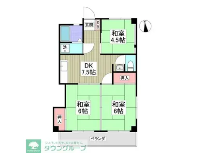 とくしんハイツ(3SDK/2階)の間取り写真