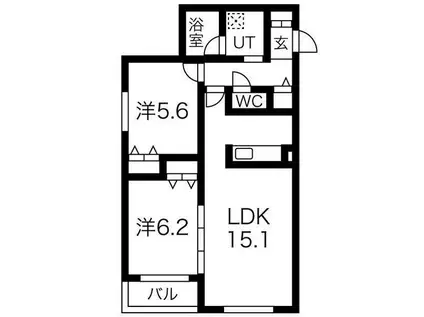 CASA MIYANOMORI(2LDK/2階)の間取り写真