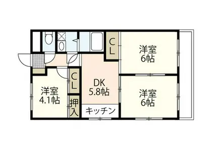 旭グリーンハイツ(3DK/3階)の間取り写真