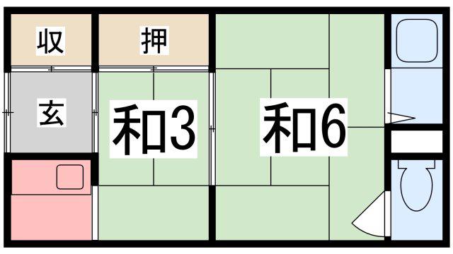 あすかハイム(1DK/2階)の間取り写真