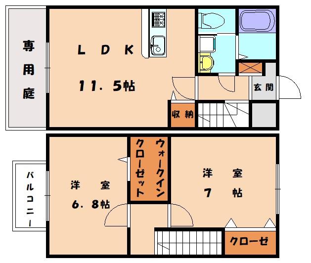 DOLCEI(2LDK/1階)の間取り写真