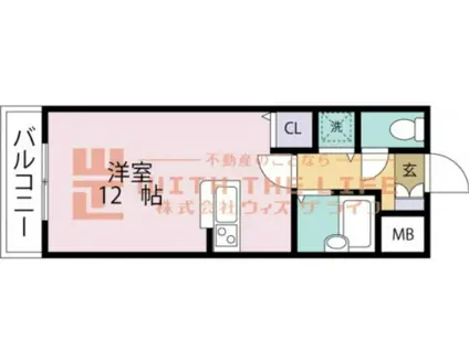 アザレアハイツ江崎(ワンルーム/2階)の間取り写真