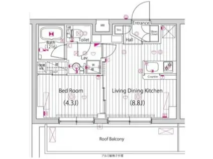 ガーラ・ヴィスタ調布(1LDK/4階)の間取り写真