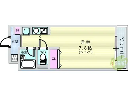 アルテ曽根(ワンルーム/2階)の間取り写真