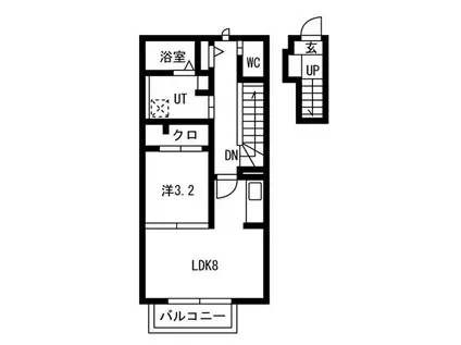 SELENEII(1LDK/2階)の間取り写真