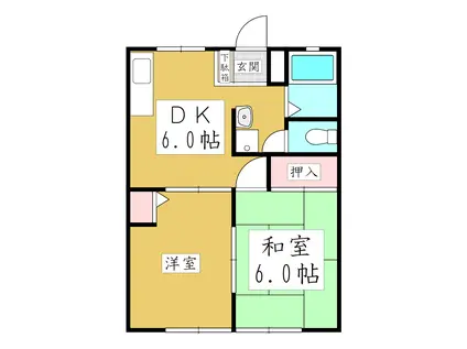 ドミールエントピア(2DK/1階)の間取り写真