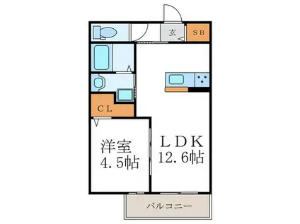 SIDE西ノ京(1LDK/1階)の間取り写真