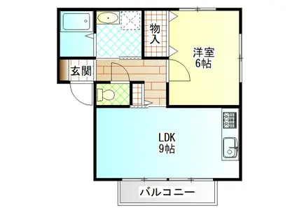 つばさヴィラ(1LDK/2階)の間取り写真
