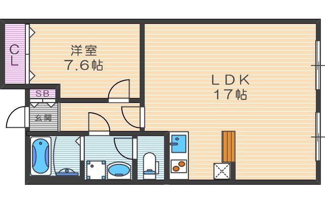 堂島レジデンス(1LDK/12階)の間取り写真