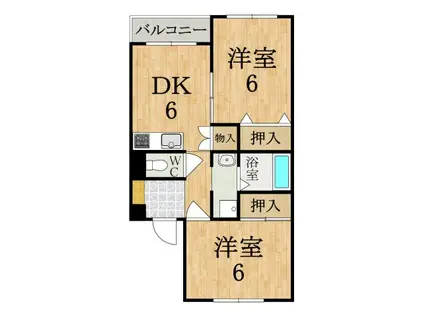 サンモールPARTII(2DK/2階)の間取り写真