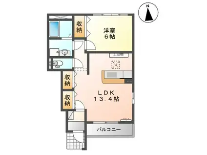 ココア ブラウンB(1LDK/1階)の間取り写真