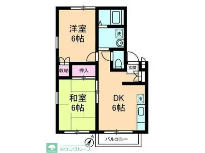 エステートピア・U2号棟(2DK/2階)の間取り写真