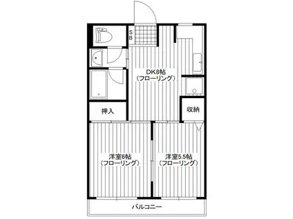 梶ヶ谷リベール(2DK/5階)の間取り写真