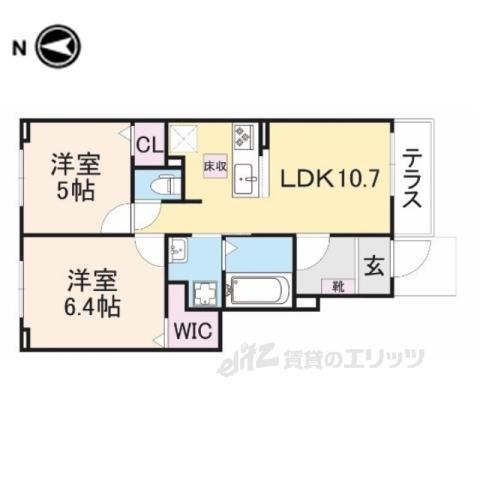 メゾン下多良(2LDK/1階)の間取り写真