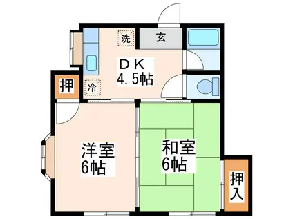 メゾンド城之浦(2DK/1階)の間取り写真