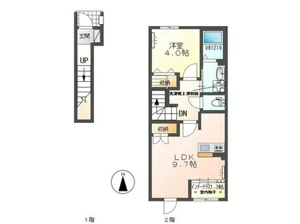 GRAND VILLA(1LDK/2階)の間取り写真