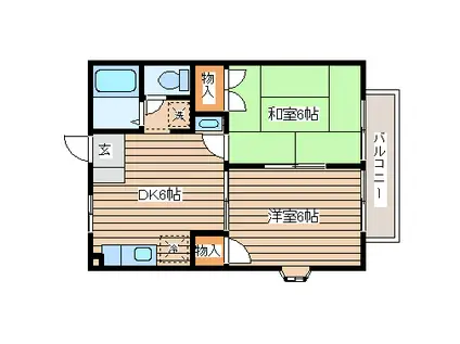 オーシャンハイツ(2DK/2階)の間取り写真