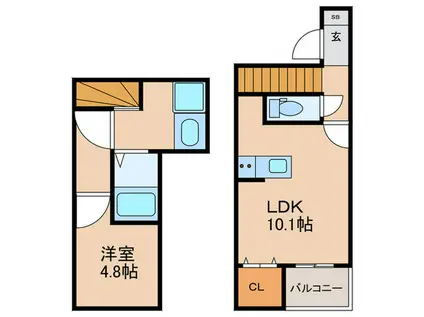 ジャイドコート酉島II(1LDK/2階)の間取り写真