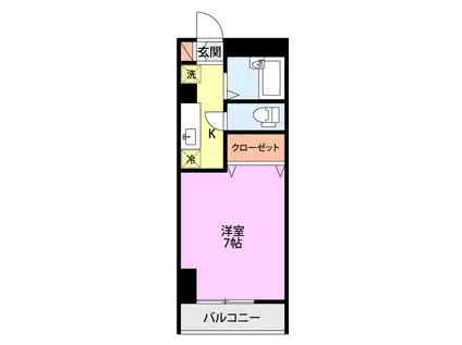 マリナーズコート新潟(1K/5階)の間取り写真