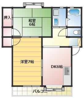 ハイツサンジノ(2DK/2階)の間取り写真