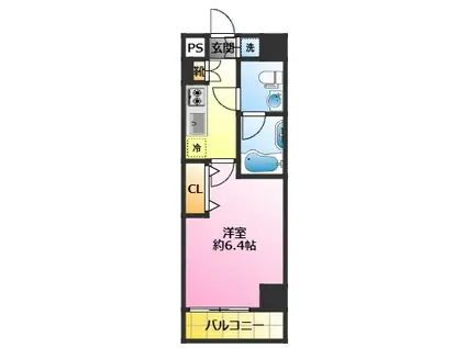 レアライズ武蔵小杉(1K/3階)の間取り写真