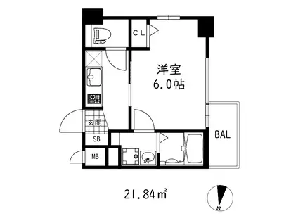 シオンコウベベイサイド(1K/4階)の間取り写真