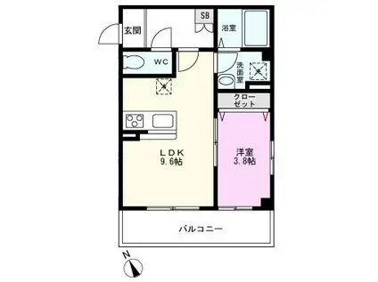 ドゥヌフキャトル(1LDK/1階)の間取り写真