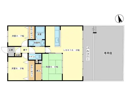 エスパシオ西庄(3LDK/1階)の間取り写真
