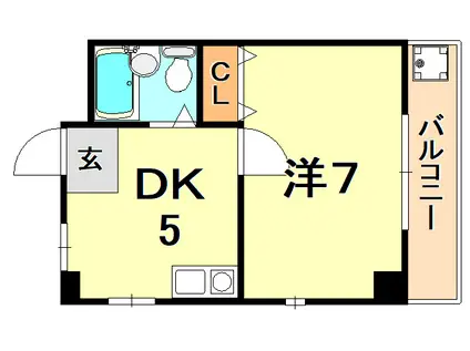スマイルハイツ(1DK/4階)の間取り写真