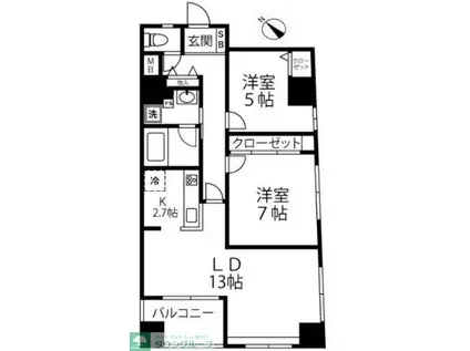 グリーンパーク日本橋ドゥ(2LDK/4階)の間取り写真