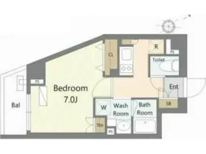 アリビス浦安(1K/1階)の間取り写真