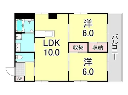 佐伯ビル(2LDK/4階)の間取り写真