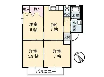 クレール丸山 II(3DK/1階)の間取り写真
