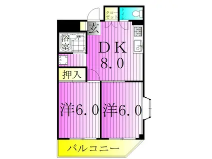 メゾンリリー 足立(2DK/5階)の間取り写真