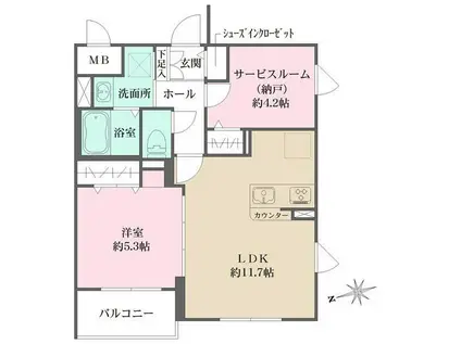 ラペルラ桜新町(1SLDK/1階)の間取り写真