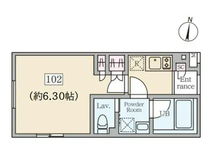 REVERESIDENCE初台(1K/1階)の間取り写真