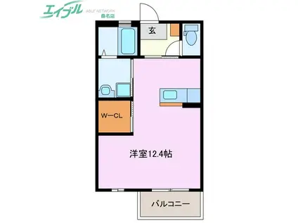 エル・パティオ B棟(ワンルーム/1階)の間取り写真