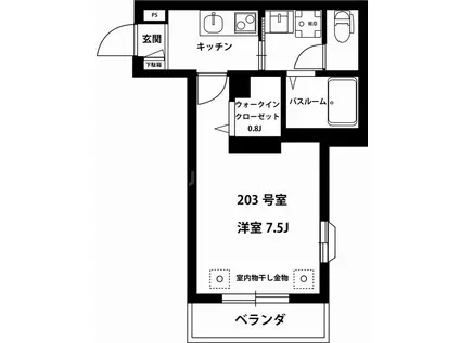 デルフィーノ(1K/2階)の間取り写真