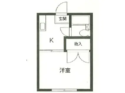 ハイツ白樺II(1K/1階)の間取り写真
