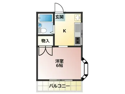 ハイツ小川(1K/2階)の間取り写真