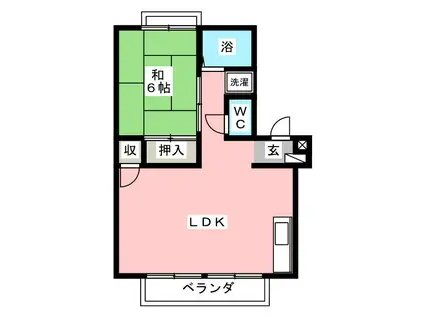 アーバンハイツB(1LDK/1階)の間取り写真